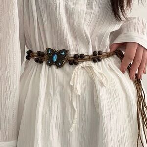 Bohemian Blue Beaded Belt